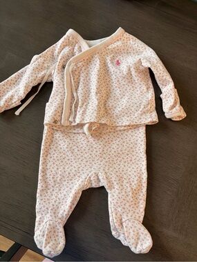 Ralph Lauren Cream and Pink Floral Footed Set